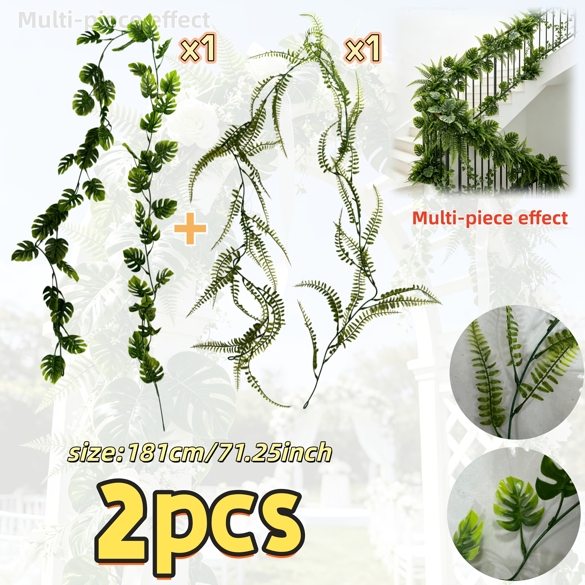 TEMU 2pcs Artificial And Green Round Vine Combination Ropes, Suitable For Home Decoration, Ideal For Valentine's Day, Thanksgiving, And Easter Decor.