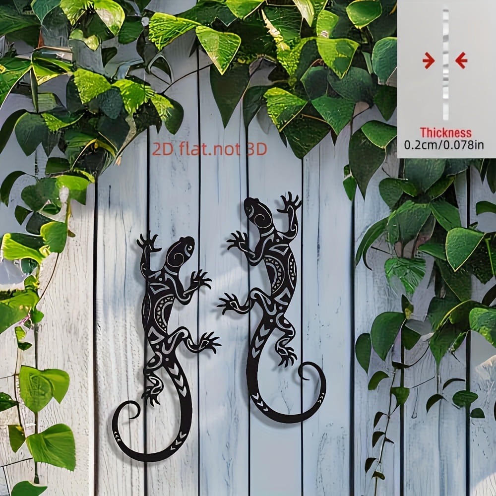 Image of 2d Flat, 2d Flat 2pcs Acrylic Lizard Wall Art Decoration Modern Reptile Design Indoor/outdoor Wall Sculpture, Suitable For Home, Garden, Terrace, No Electricity Required-2d Flat, 2d Flat