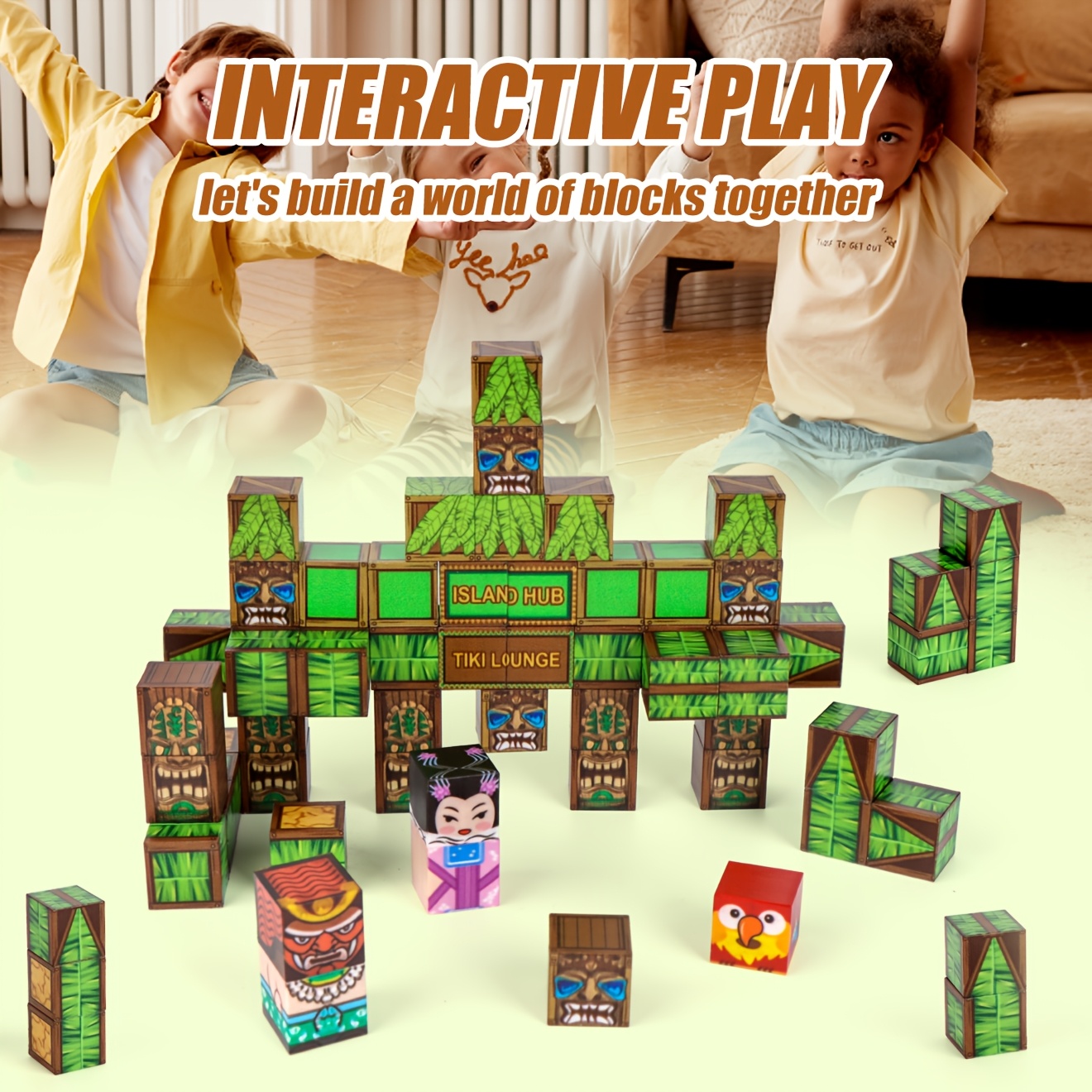 54pcs Tropical Island Adventure Magnetic Building Blocks Set