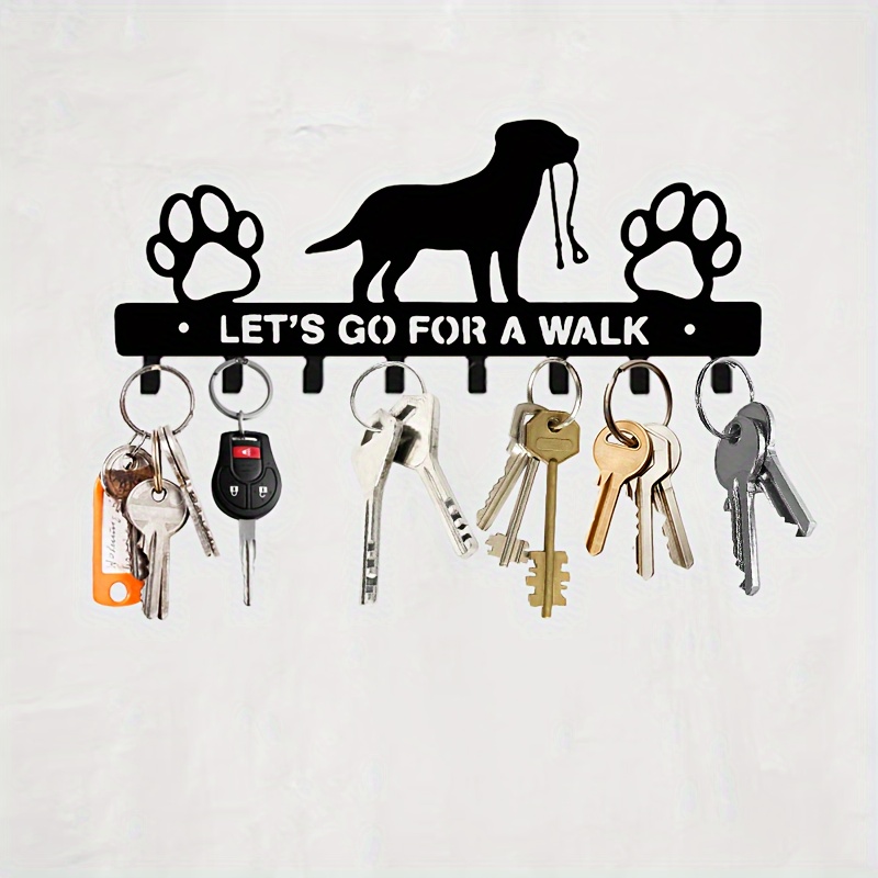 

Contemporary Metal Dog Silhouette Key Hook Rack With - Wall Mounted Key Holder For Entryway, Kitchen, Or Bathroom - Design For Hanging Keys, Coats, Towels - Organizer For Home Decor