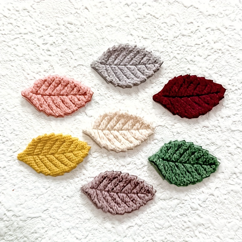 

50pcs Assorted Faux Leaf Appliques For Diy Crafts - Sewing & Knitting Supplies In Light Gray, Pink, Green, Ivory, Burgundy, Yellow