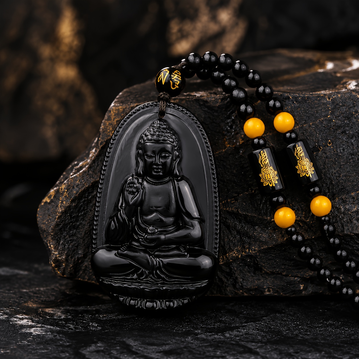 Black Beaded Pendant Necklace, Vintage Charm for Daily Wear