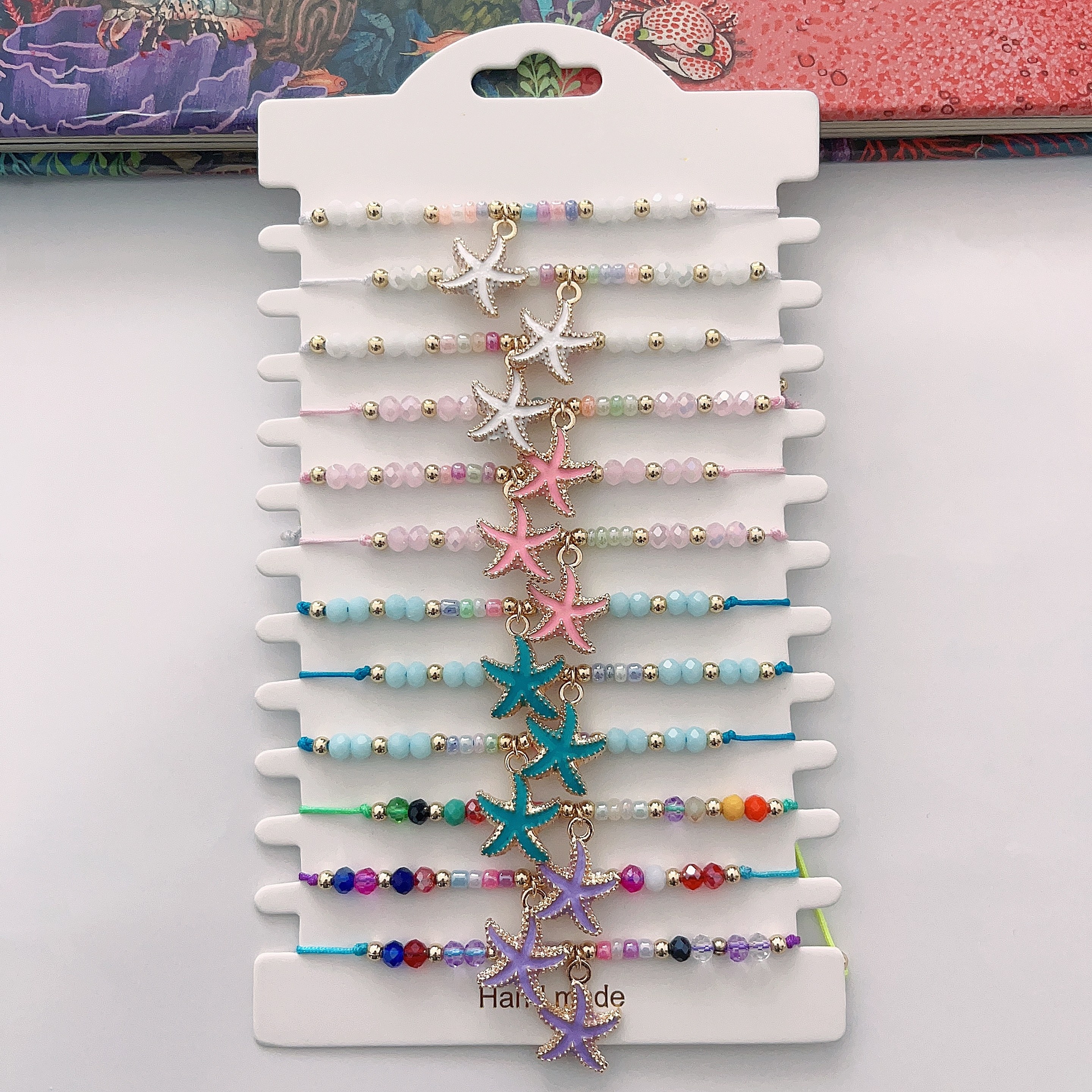 

12pcs Bohemian Style Ocean Series Starfish Pendant Bracelet - Simple Jewelry Decoration