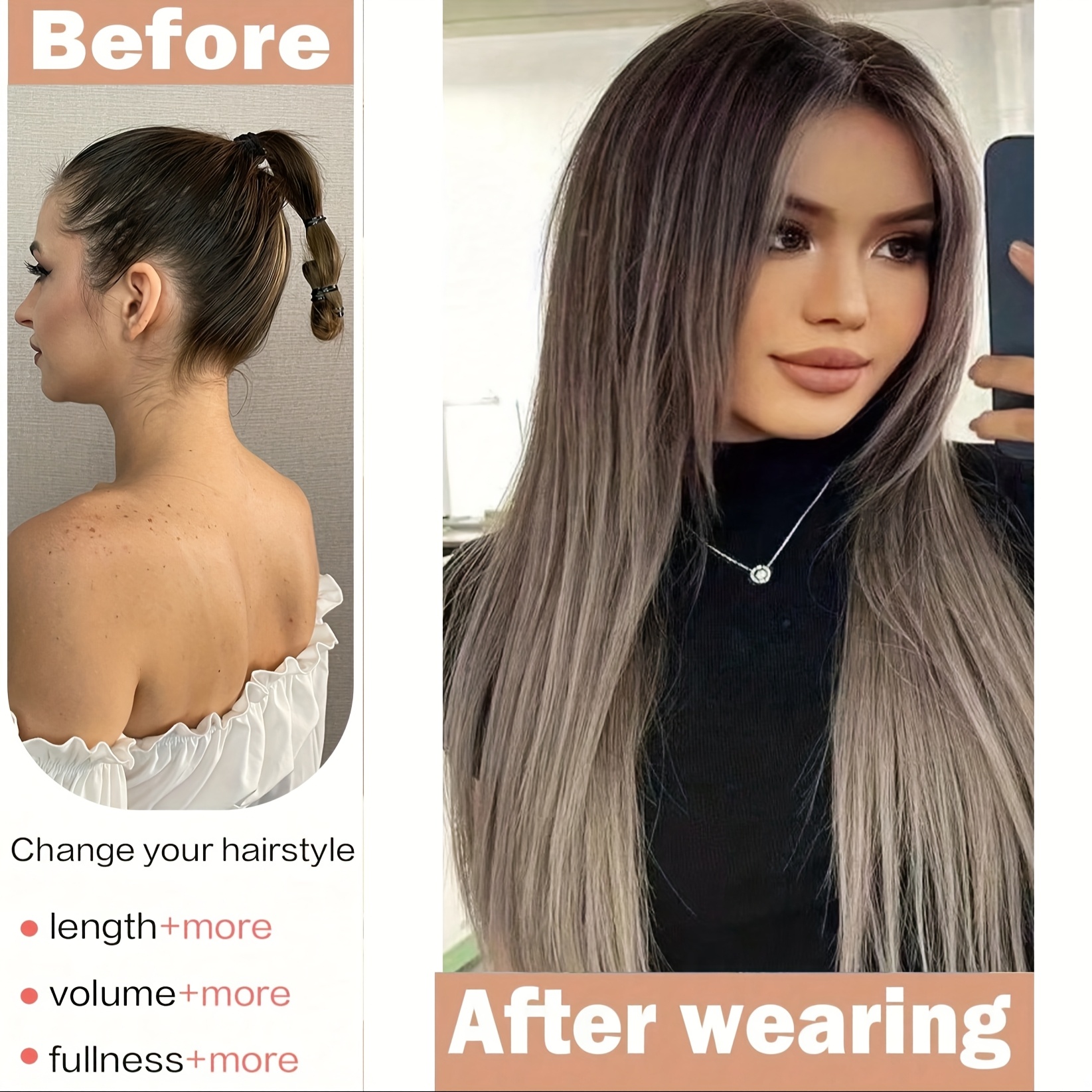 clip in hair extensions 16 clips 22 inch set ombre long straight hair extension for women synthetic hair extensions hairpieces details 2