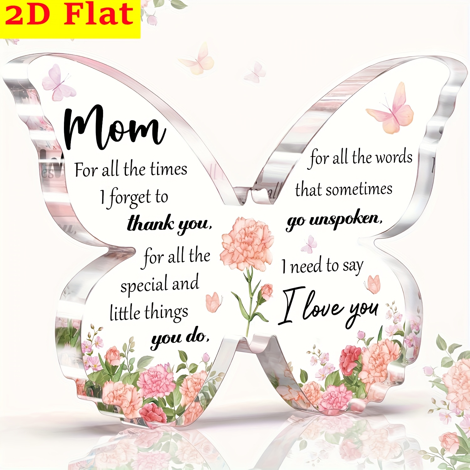 TEMU 2d Flat, Day Acrylic Figurine For Mom - Acrylic Desktop Decor - Appreciation Message, Collectible Decorative Piece, Ideal For Day, Birthday,