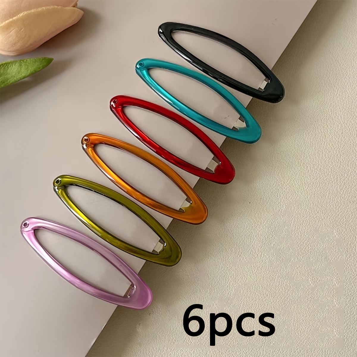 TEMU Set da 6 pezzi di nuove mollette per capelli ovali colorate da donna, fermagli laterali attaccatura