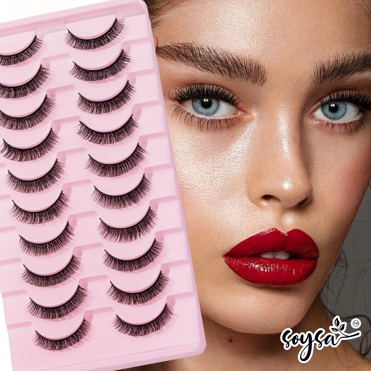 Image of 10 Pairs Of Natural Lashes With Short Curls That Fit Shape And Are Super Soft For Babieskhy-12j