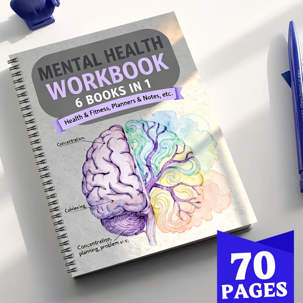 TEMU Cahier d'exercices sur mentale avec illustrations de , journal de guérison et de soins personnels de 70 pages, carnet de guérison
