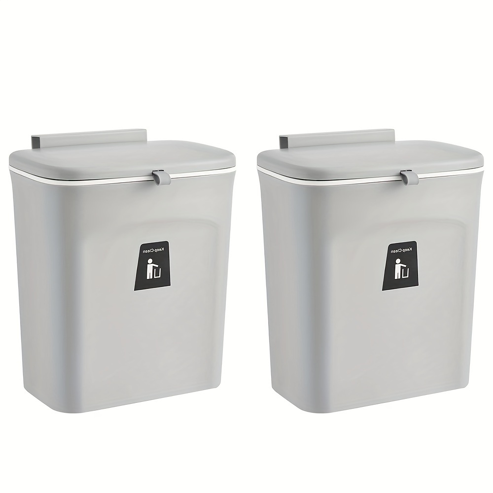 

2pcs Kitchen Trash Can, Mounted Kitchen Trash Can, Portable Car Trash Can, Kitchen Bin Lid, Suitable For Kitchen Bathroom Bedroom