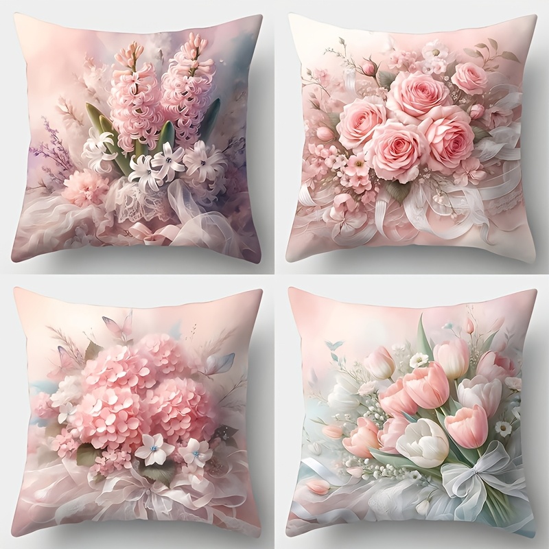 

4pcs Set Bouquet , 17.7"x17.7", , Zip - For Sofa & Decor (inserts Not Included)