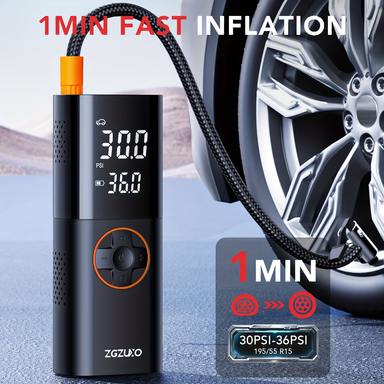 tire inflator portable air compressor 160psi portable air pump for car tires with 7800mah battery 2x faster inflation electric air pump with digital pressure gauge for car bike motorcycle ball