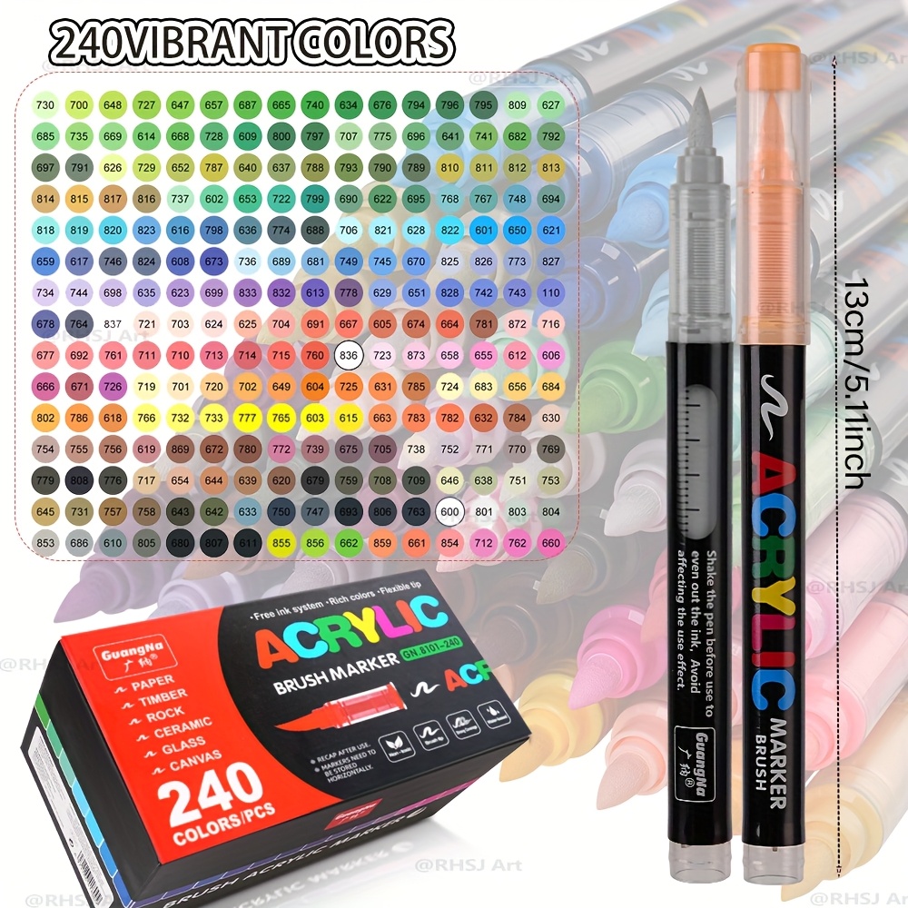 240 Colors Direct Liquid Marker Pen Set, Hand Drawn, For Art Acrylic Paint Pens, Perfect For Artist
