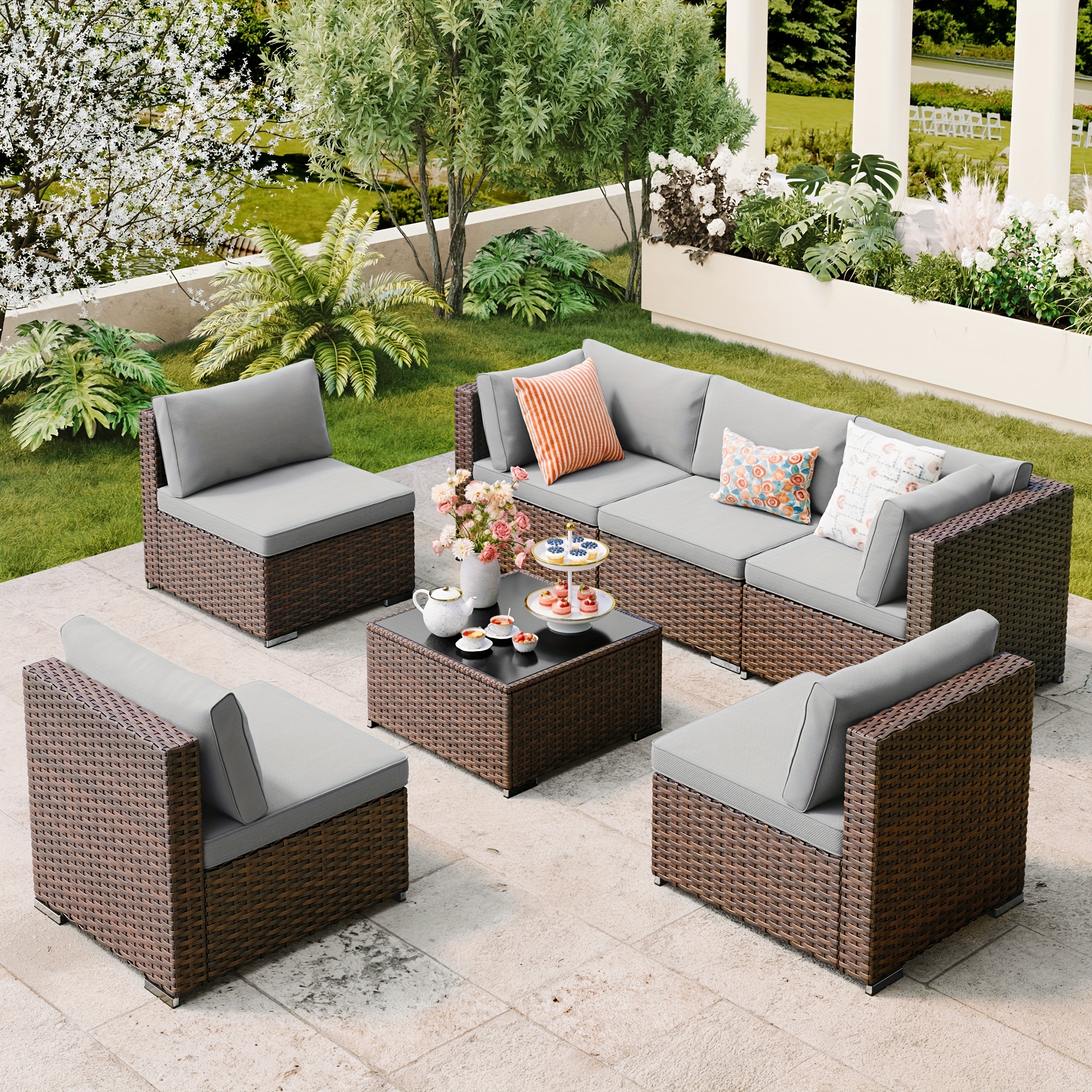 juego muebles exterior piezas conjunto patio en Temu