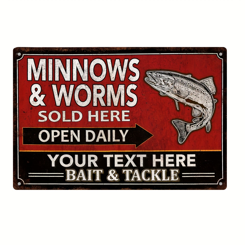 Aluminum Sign minnows Worms Sold Open Daily Perfect Home - Temu