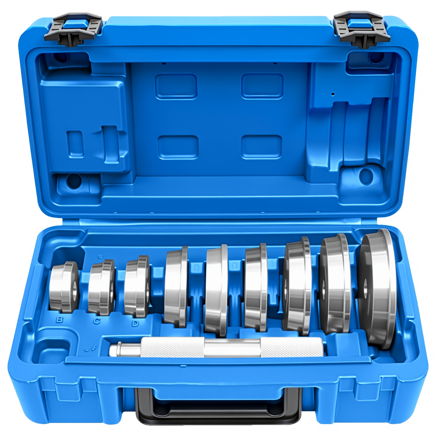 10pc Bearing Press Kit - Race & Seal Driver Set With 9 Adapters, Aluminum Construction