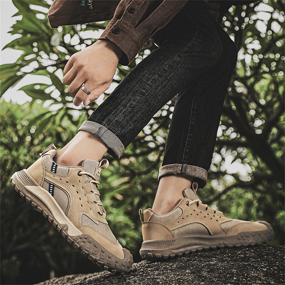 Men's New Fashion Trend Sneakers with Comfortable and Soft Inner Lining for Foot Protection, Upper with Lace-Up Design, Wear-Resistant Sole, Comfortable and Durable, Suitable for Outdoor Mountain Climbing, Work, Sports, and Casual Wear