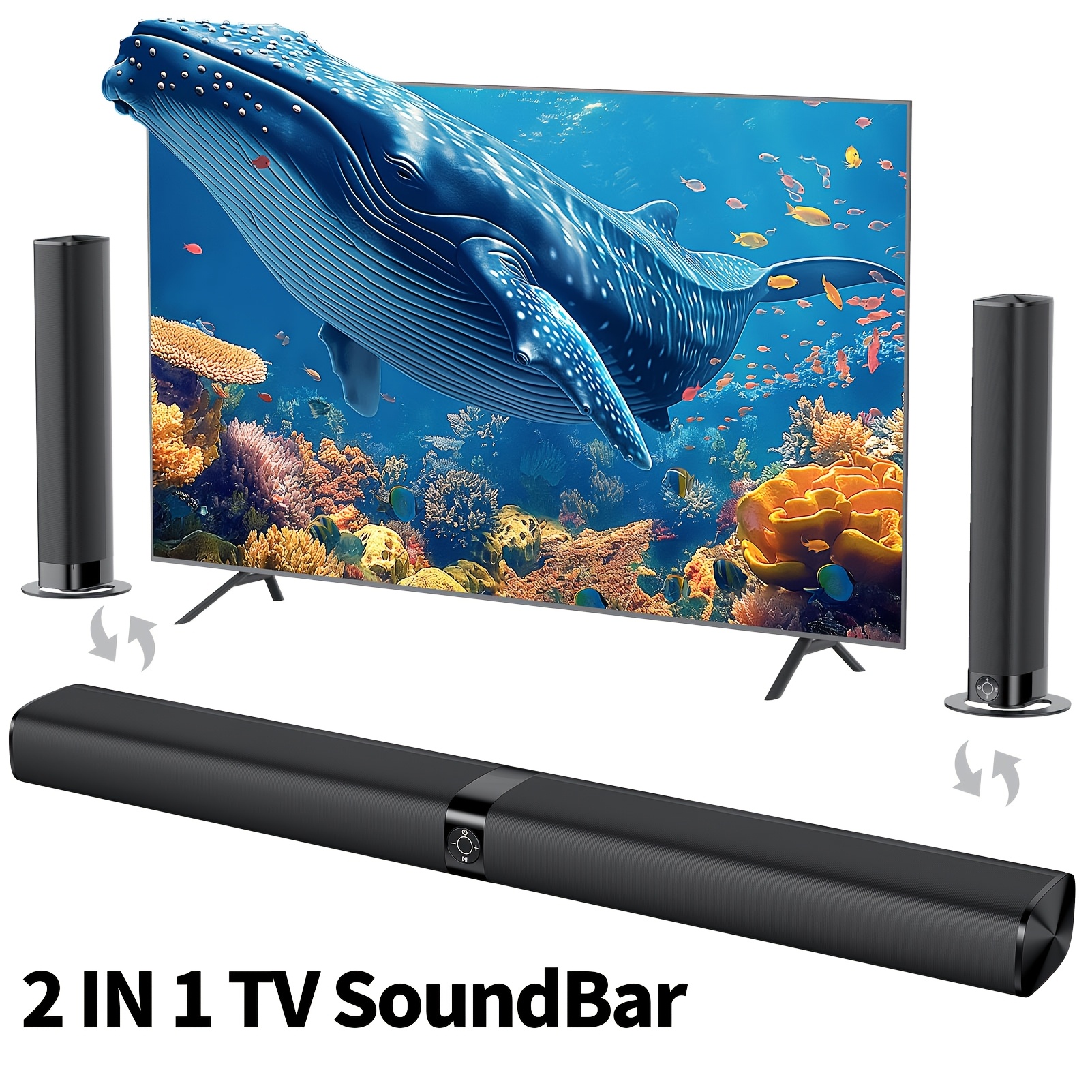 Image of Tv Soundbar Wireless Speaker, Sound Bars For Tv, Wired & Wireless Sound Bar, Separable Soundbars With Arc/optical/aux Connection, With Infrared Remote Control