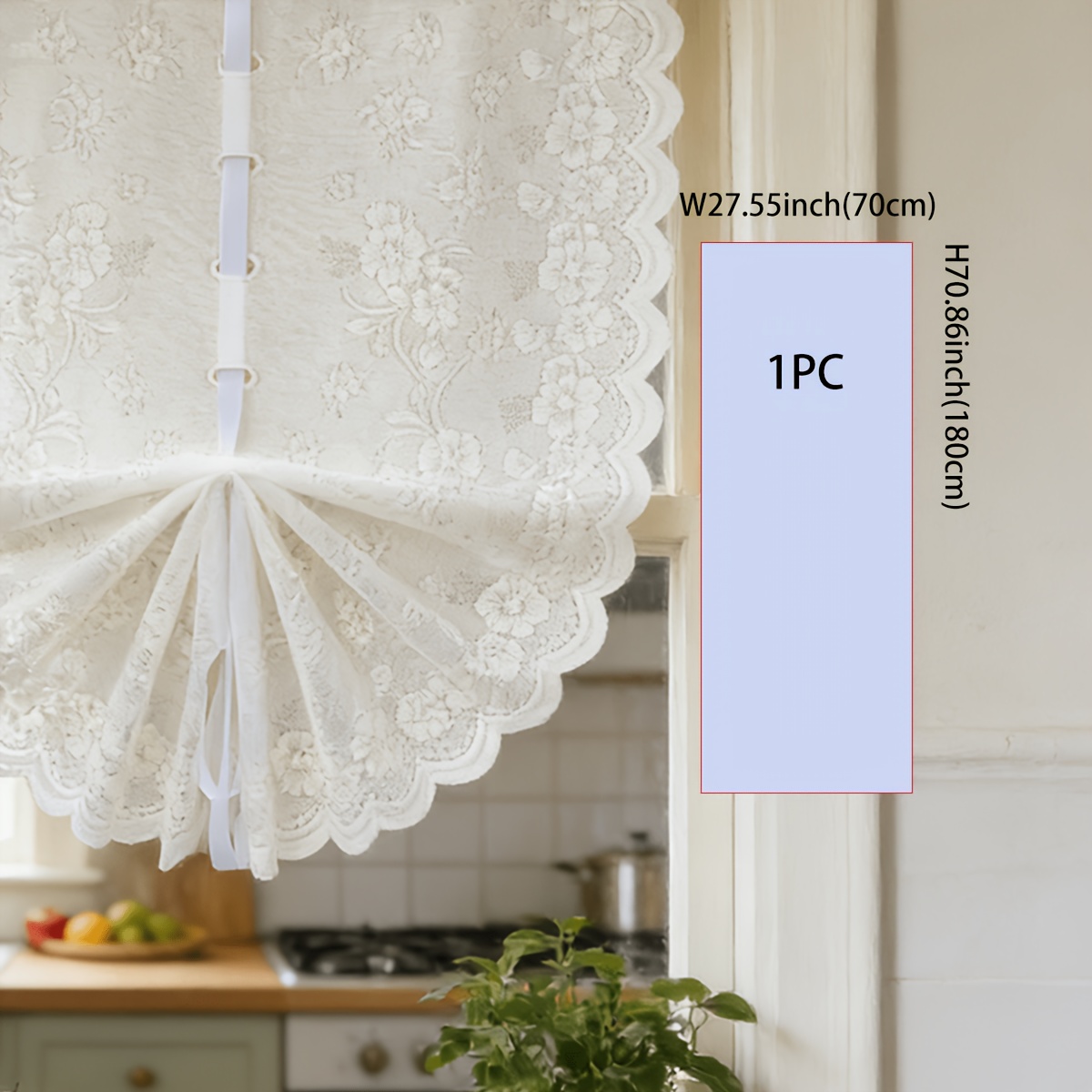 TEMU 1pc Rod Pocket Small Window Curtain, Covering And Beautifying Decorative Curtain, Suitable For Bedroom, Balcony, Living Room, Study, And Kitchen
