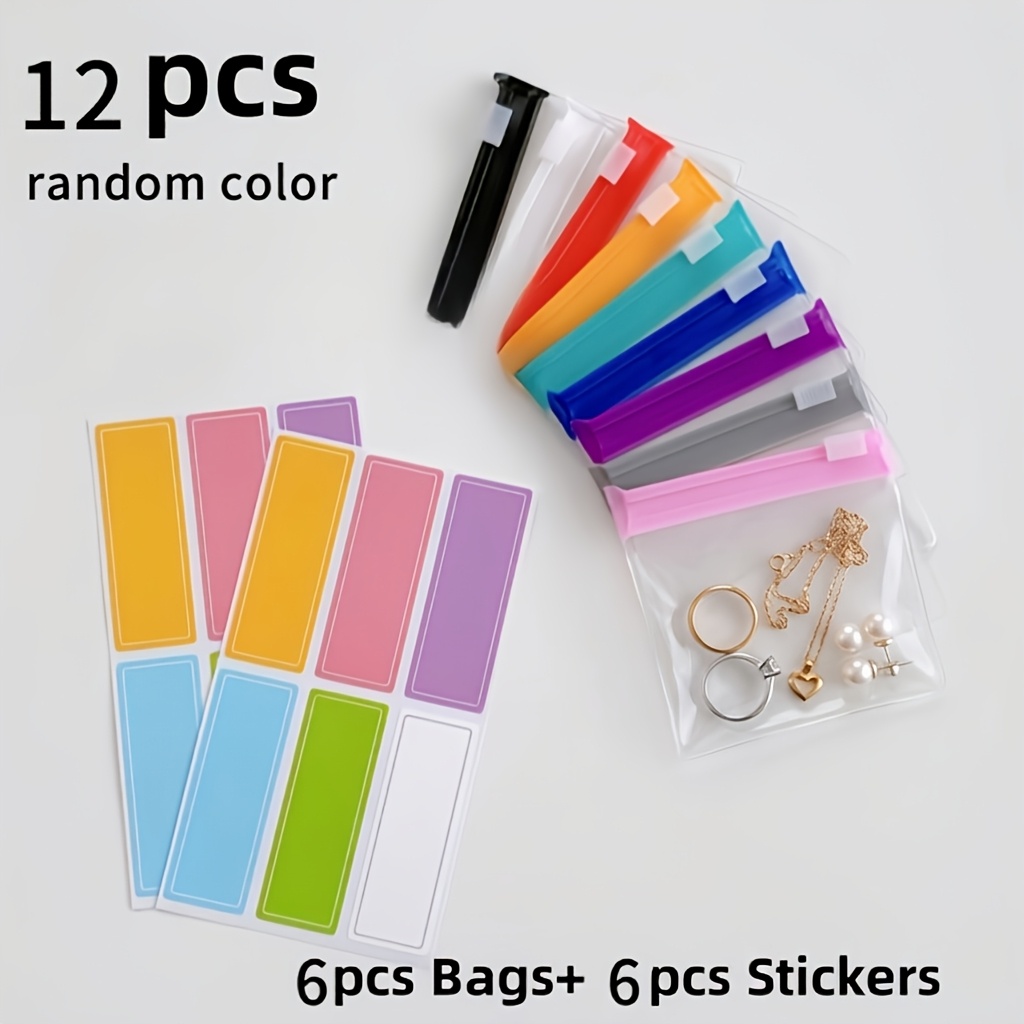 TEMU 12pcs Mini Bolsas de Almacenamiento Prácticas y Stickers, Set de Bolsas con Cremallera, Bolsa para , Bolsa de Almacenamiento de Joyas,