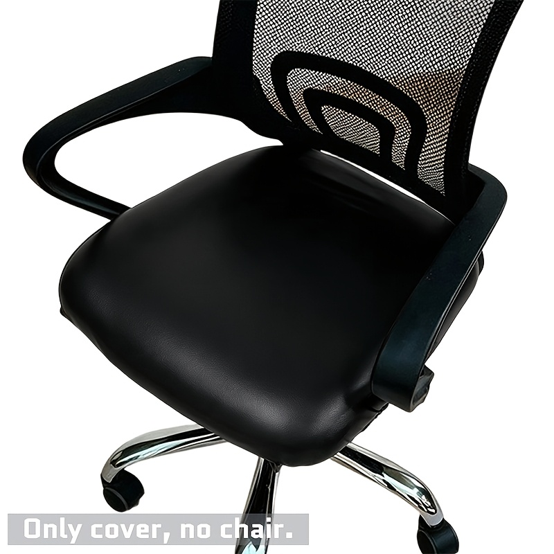 TEMU [] Housse de chaise de bureau en cuir PU élastique pour chaise de bureau d'ordinateur, Housse de coussin de siège épaisse lavable amovible,