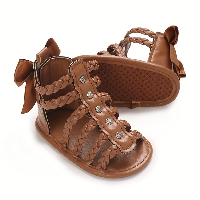 Trendy Cute Bowknot Decor Hollow Sandals For Baby Girls, Breathable Lightweight Walking Shoes For Summer