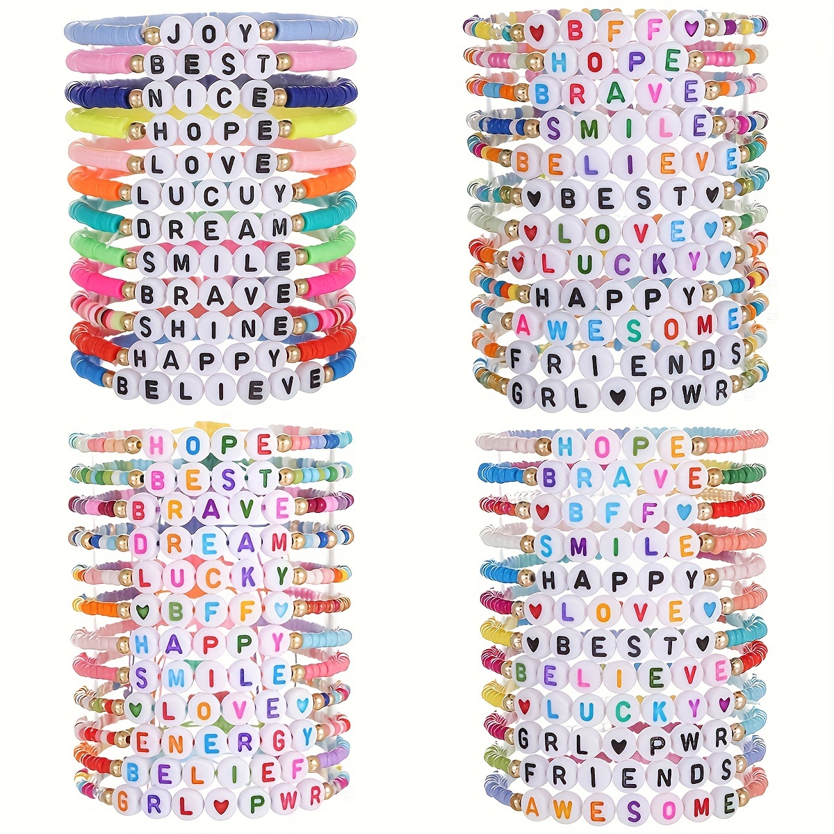 

48pcs Boho Style Friendship Bracelet Set With Colorful Soft Clay Beads