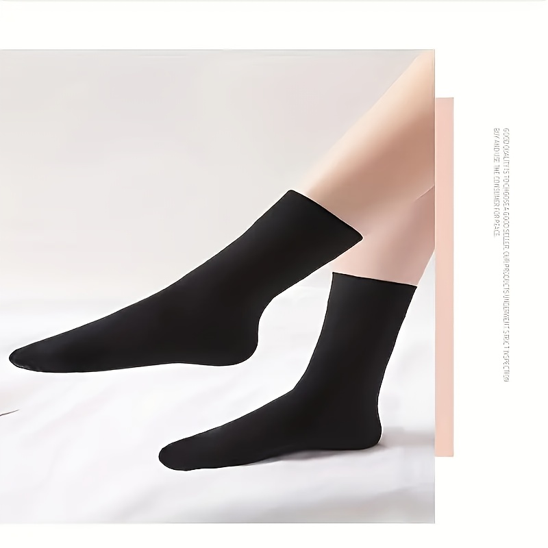 Pair Of 5/7 Women's Lightweight Breathable Mid-calf Socks - Nude And Black, Comfortable Thin Socks, Suitable For Sports And Casual Wear, Cute Socks
