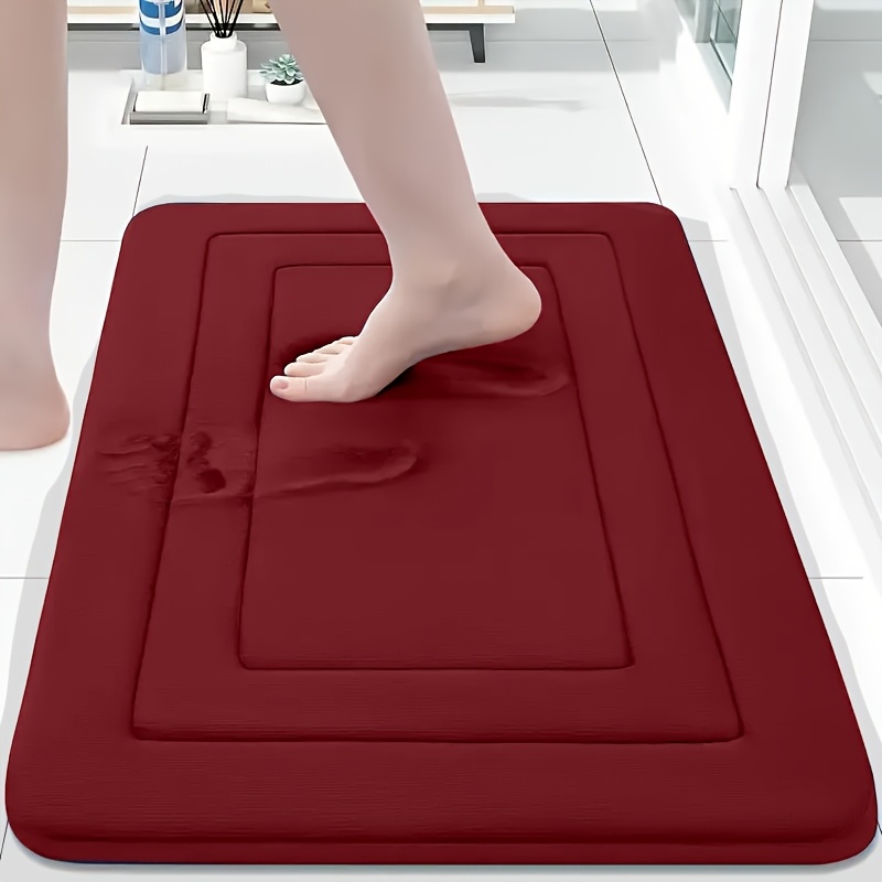 1pc Ultra-Soft Memory Foam Bath Mat - Quick-Dry, Non-Slip, Machine Washable, Fade-Resistant, Thick Comfort Mat for Bathroom, Bedroom, Living Room - Available in Multiple Colors, Non-Slip Mat | Elegant Striped Design | Coral Fleece Mat, Bathroom Ma
