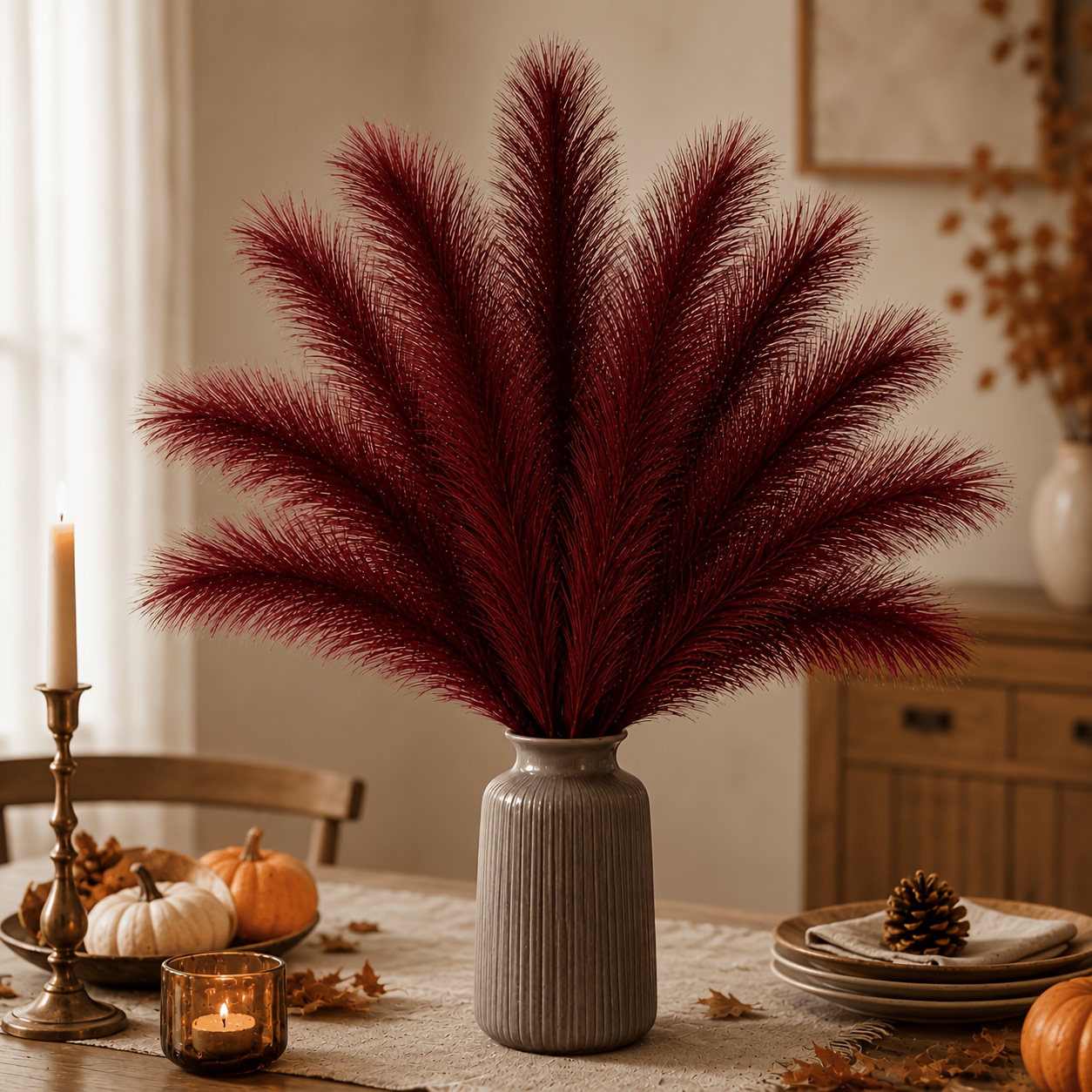 TEMU Lot de 20 florales de fleurs de foncé, élégantes tiges d'herbe de la artificielle, adaptées pour un style de vase , récolte d'automne,