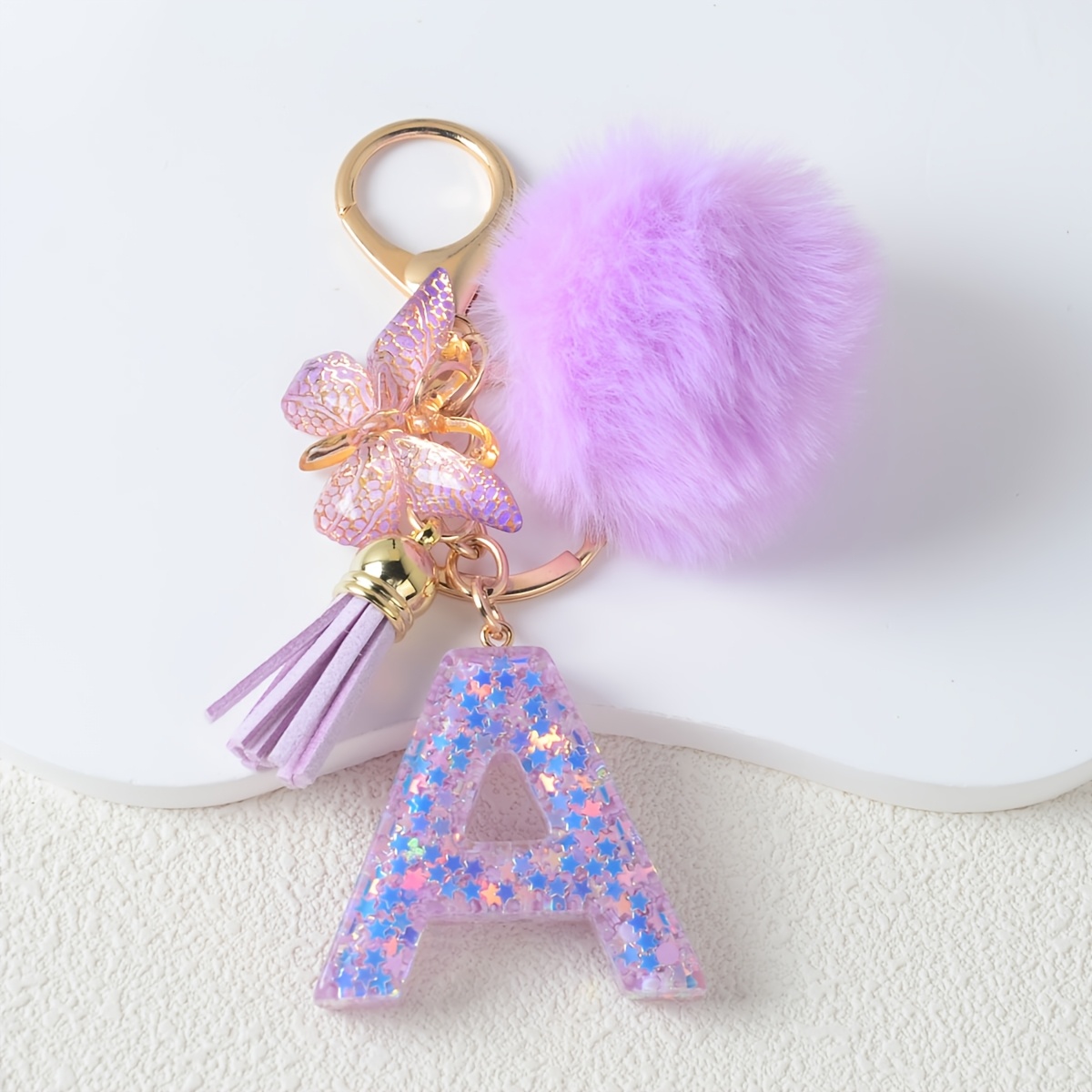Purple Initial Keychain