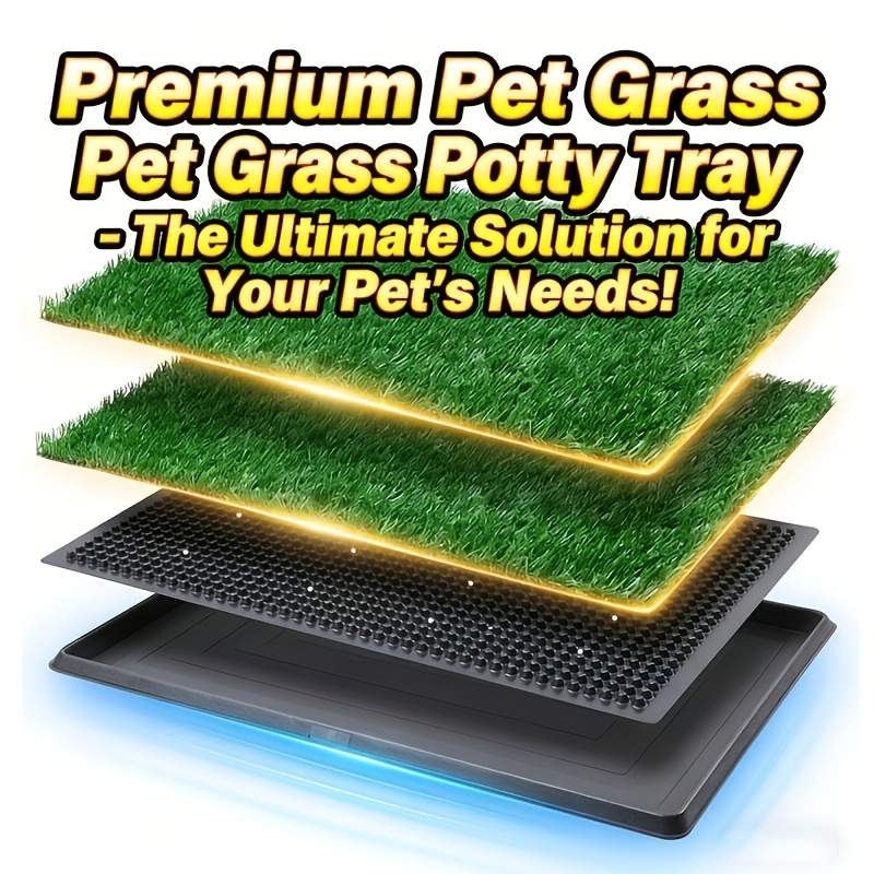 20x15inch Synthetic Grass Dog Potty Training Mat With Base - Easy Clean, Odor Resistant Indoor Pet Training , Washable & Reusable Puppy Pee Grass Liner Dog With Tray