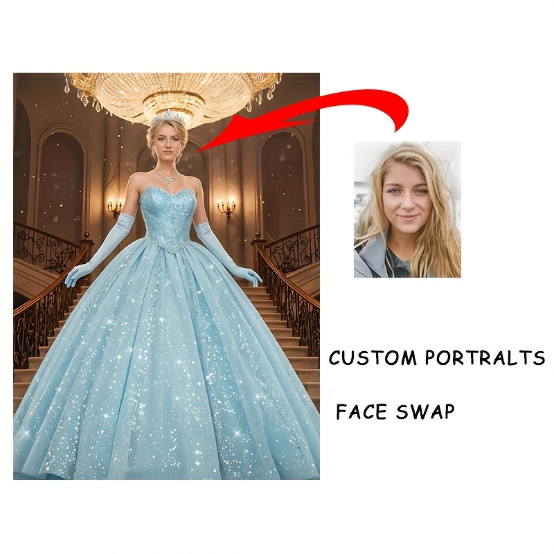 TEMU 2d Flat, 2d Flat, Customized Portraits Of , Personalized Tale Princess Images, Wall Art Canvas Posters Suitable For Living Rooms, Bedrooms,