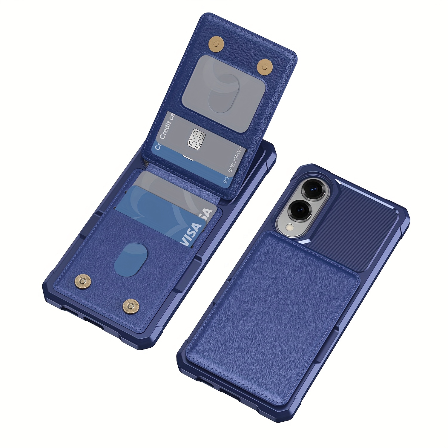 TEMU Phone Case - Fashionable Retro High-end Anti-fall Card Holder For S25edge S25 S24 S23 S22ultra S24fe S23fe All-inclusive Phone Protective Case