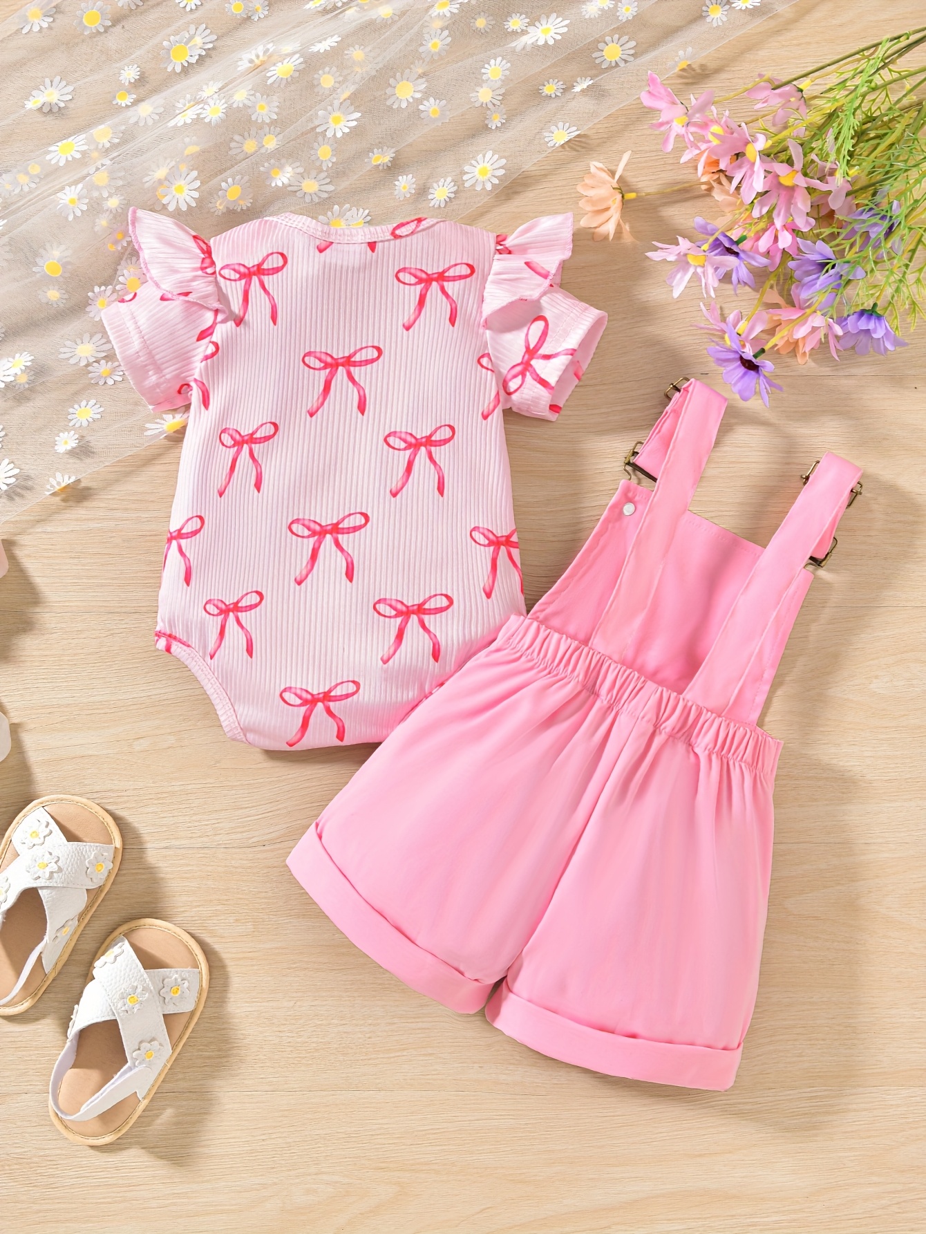 Combinaison à Nœud Mignon pour Filles avec Imprimé, Parfaite pour l'Extérieur
