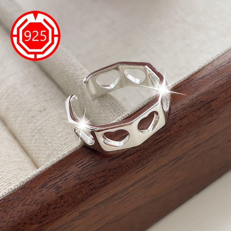 925 Silver Hollow Love Ring for Women
