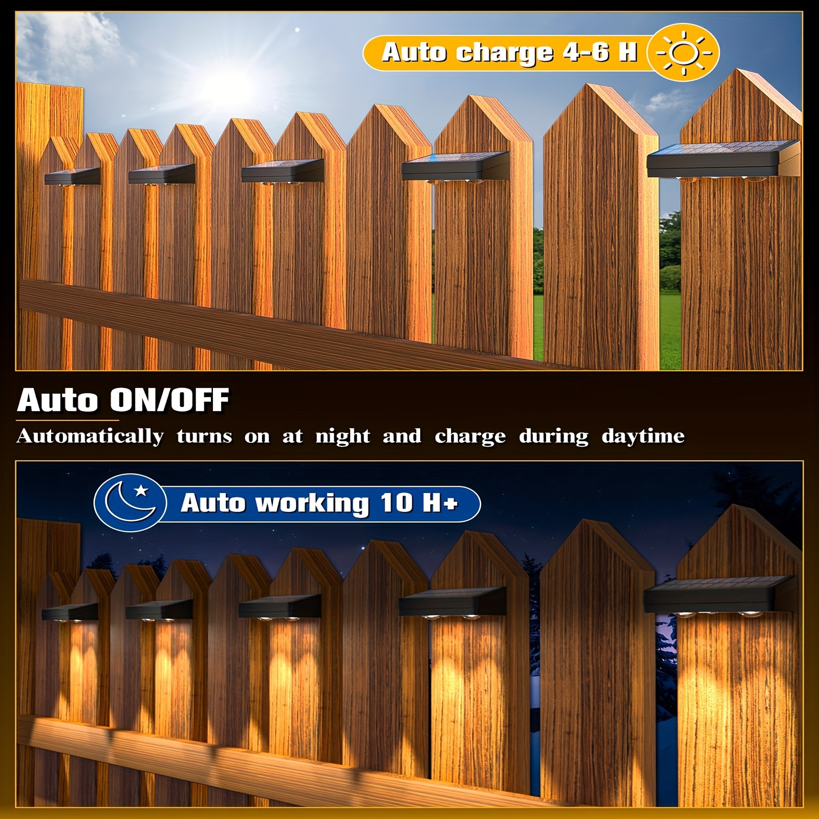 outdoor solar fence lights 4 pack warm   white rgb 7 color solar wall lights solar deck lights for railings walls deck fence porch lights lights street lights patio house and garage Product details 2