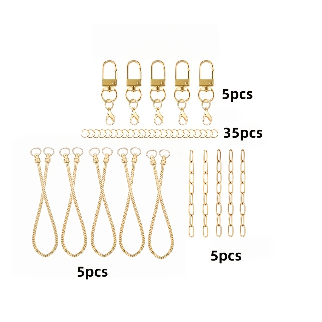 TEMU Keychain Making Kit: 5 Keychains, , 35 Rings, Diy Creative Keyring Accessories