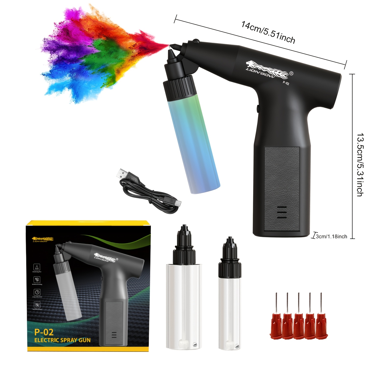 kit de 1 pistola de pintura eléctrica en aerosol con pistola de pintura portátil y botella   - 2 tamaños de boquilla, 3 velocidades ajustables,   para retoques de coche, reparación de muebles, pintura de bricolaje, pulverizador de niebla   para eliminación de arañazos,   para automóvil
