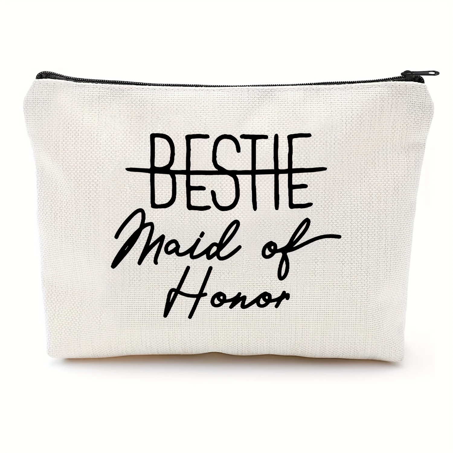Image of Bestie Maid Of Makeup Bag – Bridesmaid Proposal Gift, Wedding Gift, Bridal Party Accessories, Makeup Pouch For Maid Of , Bridesmaids, And Wedding Gifts
