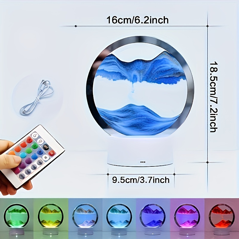 TEMU Christmas Decoration1pc Art Table Lamp Led Craft Quicksand Lamp, 3d Natural Landscape Quicksand, Dimmable Mobile Hourglass Night Light Usb Plug