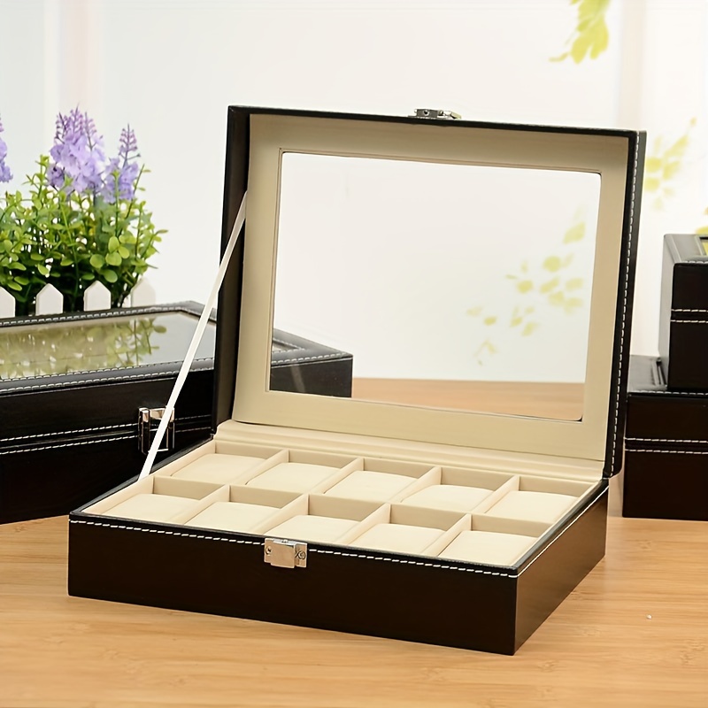 

1pc Pu Leather Watch Box, Watch Storage Box, Watch Display Box, Jewelry Box, Household Storage And Organization For Dresser, Bedroom, Desk