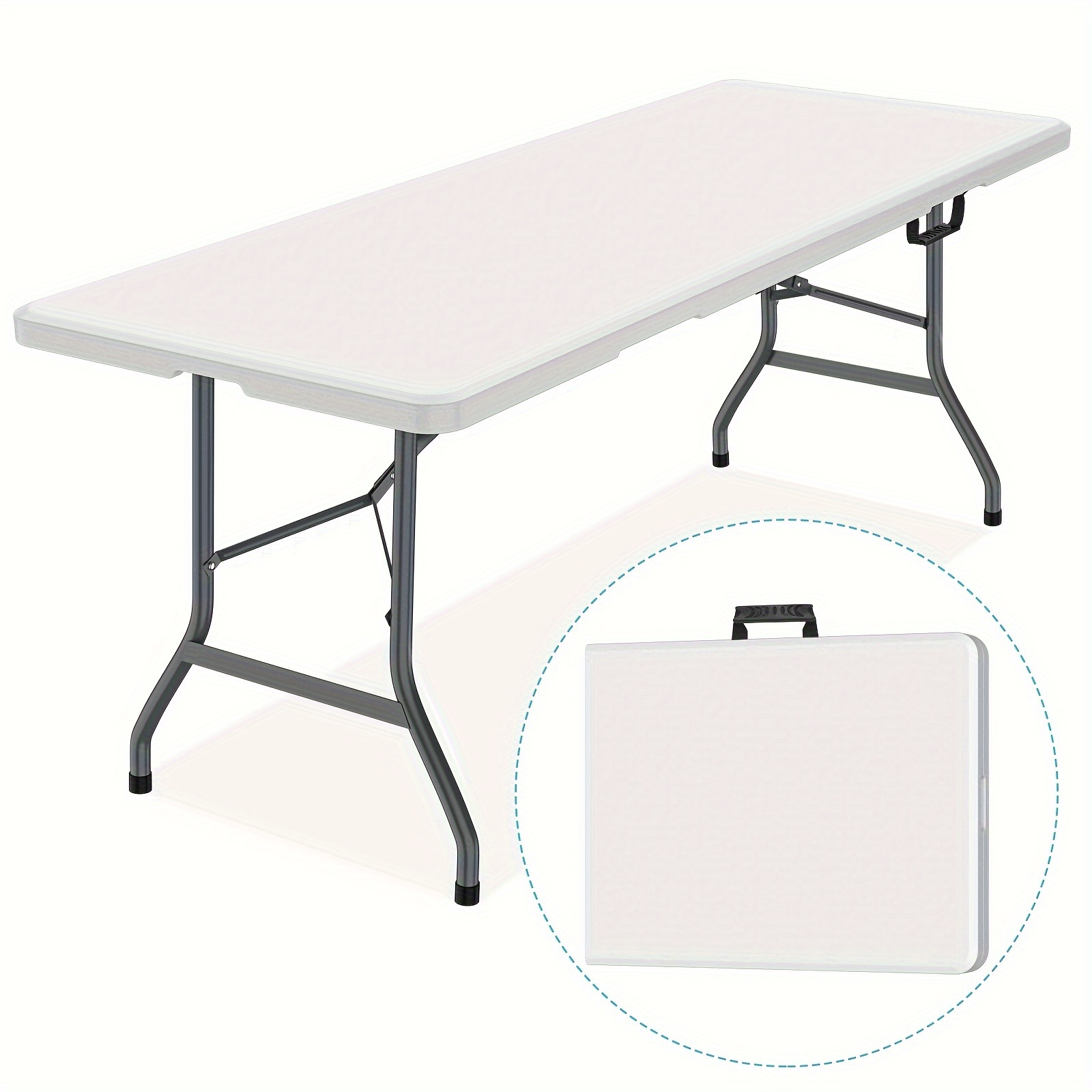 

4ft/6ft Plastic Folding Table, Portable Dining Table Carrying , Locks,