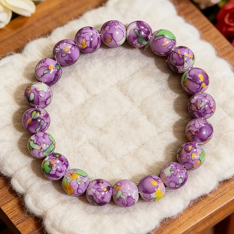 1pc Elegant Purple Beaded Bracelet, A Stylish And Minimalist Fashion Accessory, Casual Jewelry | Fashionable Minimalist Bracelet, Bohemian-style Jewelry Accessory Suitable For Daily Wear And Gifting