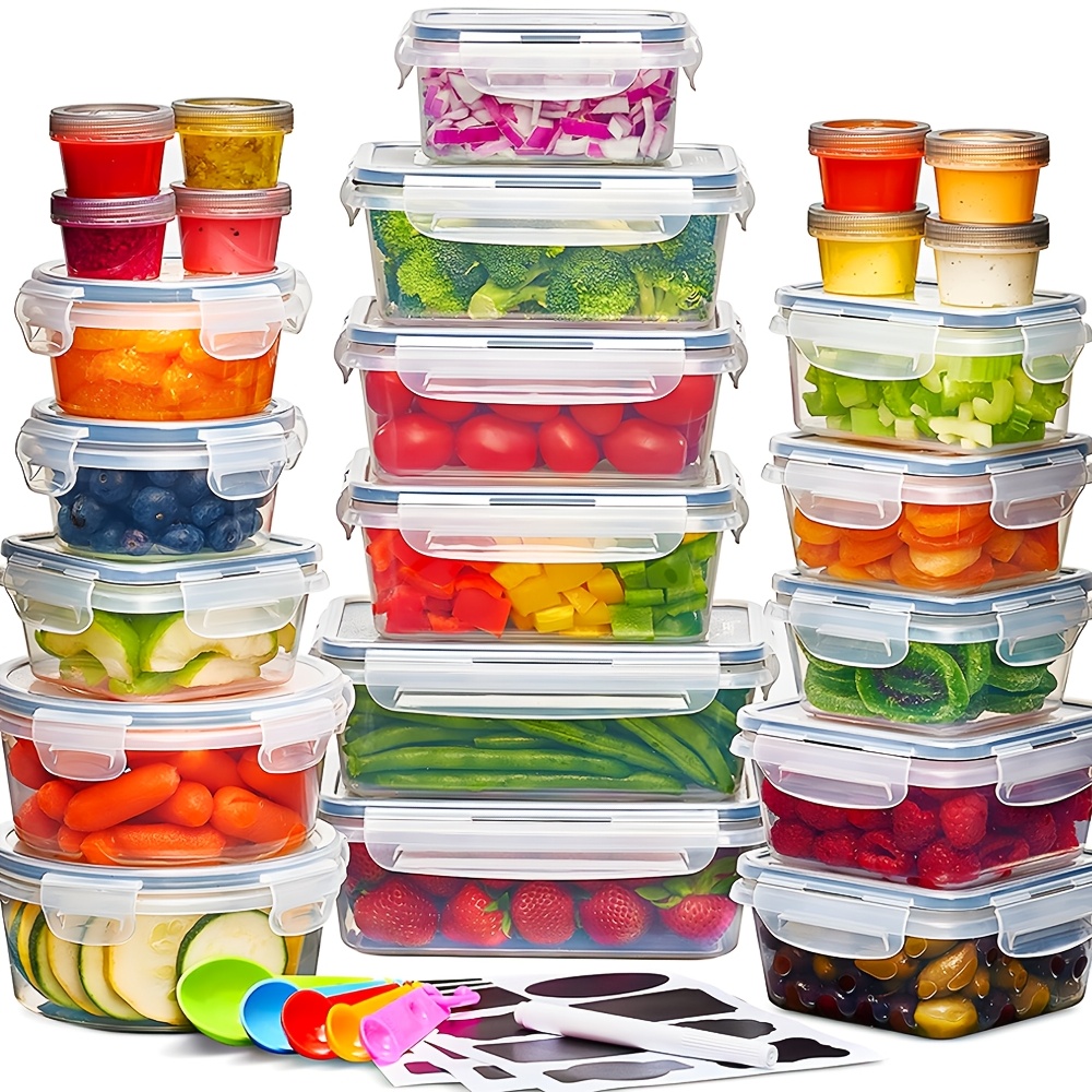 

Set Of Storage Containers With Airtight - Bpa Free Plastic, Microwave Safe, Leak Proof, Reusable Meal Prep And Lunch Containers, Closure, Square Shape For Multi-use