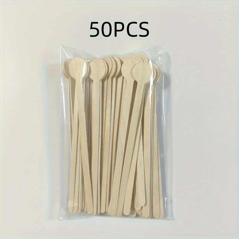 Image of 50pcs High-quality Wooden Coffee Stirrers, 6-inch Round Head Natural Wood Drink Stir Sticks For Coffee, Tea, Milk, And Cocktails - ,, Perfect For Holidays And Everyday Use