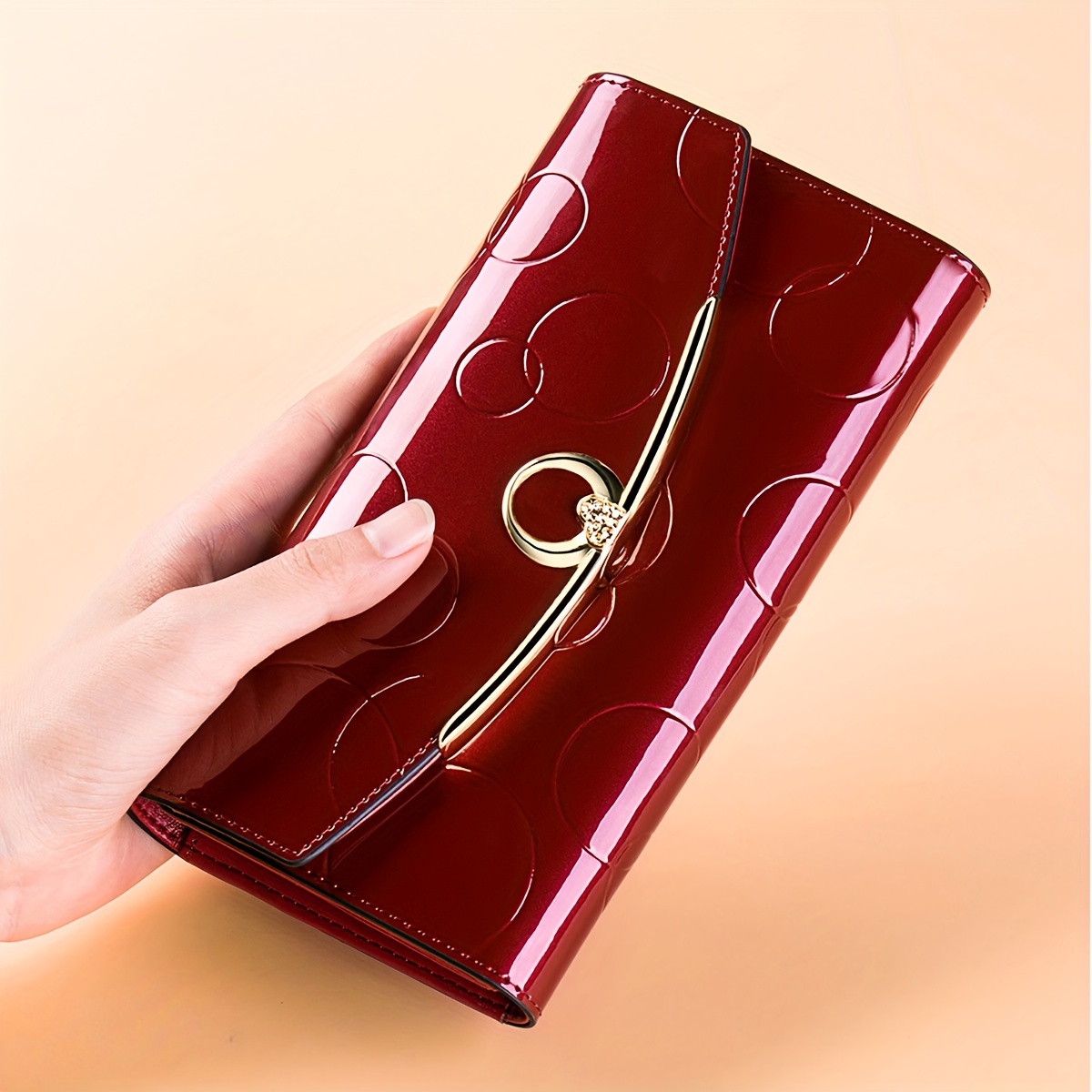 

Classic Minimalist Solid Color Long Clutch Wallet, Elegant Textured Flap Coin Purse, Trendy Credit Card Holder For Women