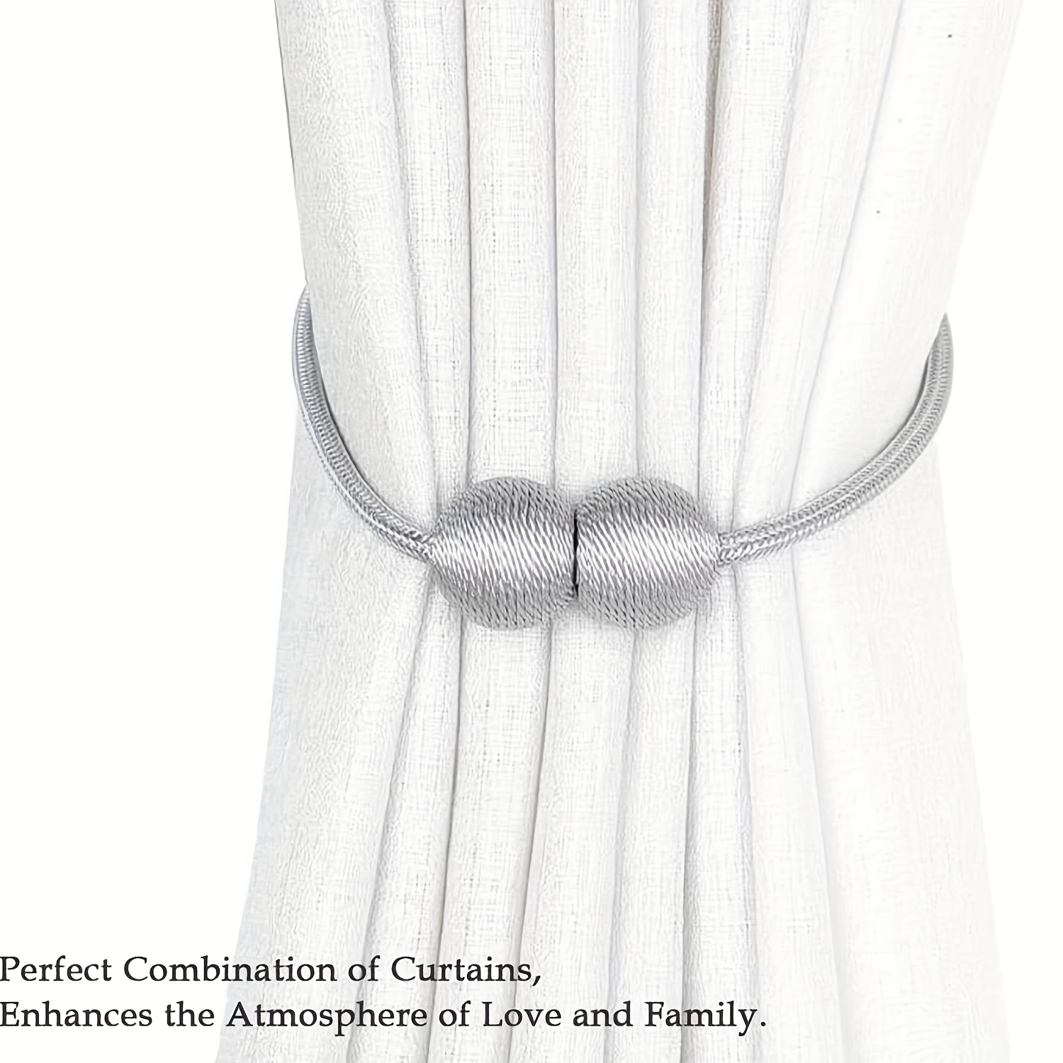 2pcs Magnetic Curtain Clips, Curtain Holders, 2pcs Magnetic Curtain Ties, Curtain Accessories, Curtain Clips, Rope, Home Decor, Curtain Tiebacks, Magnetic Clips, Magnetic Weave Hanging Clips