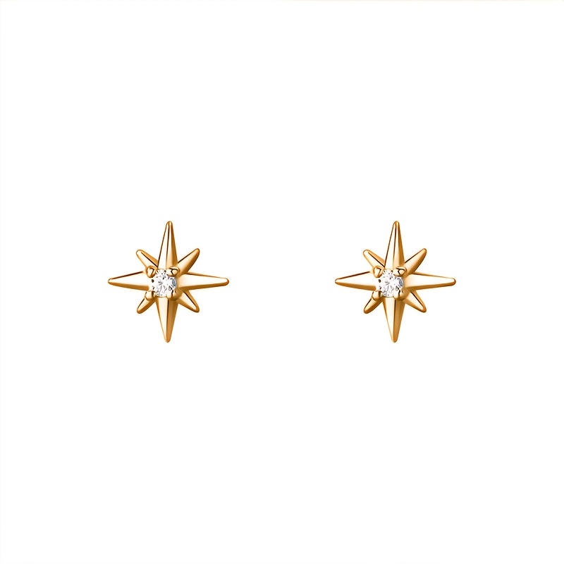 TEMU A Pair Of Exquisite And Compact Star-shaped Earrings, Embodying And Sophisticated Style Unique And Not Seen. The Minimalist Lines Outline A