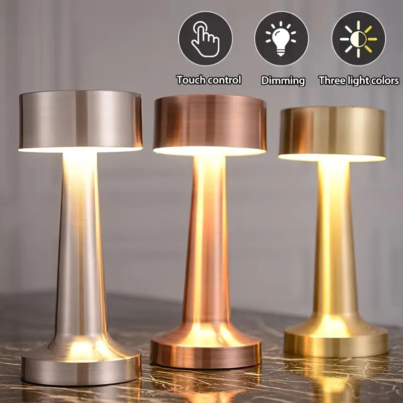 Lampe de table fil, Lampe de couleurs, Lampe de table de lhôtel avec chargement fil, Lampe dambiance de restaurant et bar avec tactile, Lampe de table simple rétro européenne détails 0