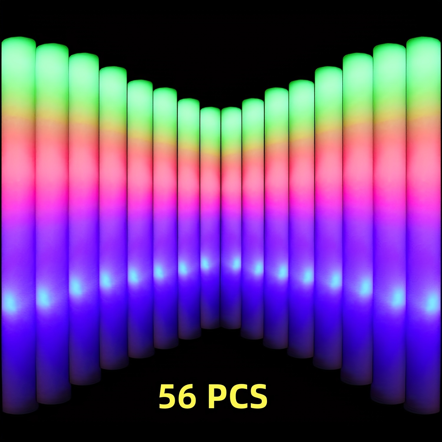 TEMU Glow Stick Set - 56 Led Foam Lights With 3 Flashing , Perfect For Party Decorations, Ideal For Music Festivals, Weddings, Camping, And . A Great